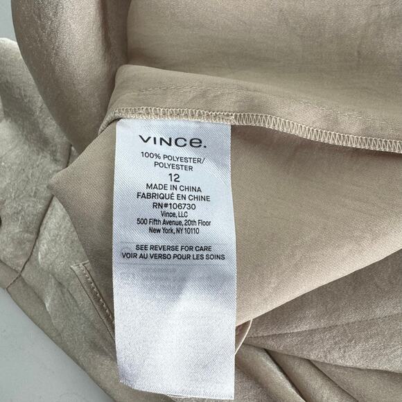 Vince Women's Drape Neck Tassel Blouse Champagne Size 12 - Picture 6 of 8